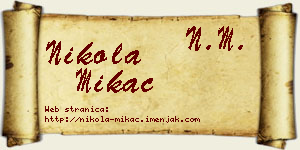Nikola Mikać vizit kartica